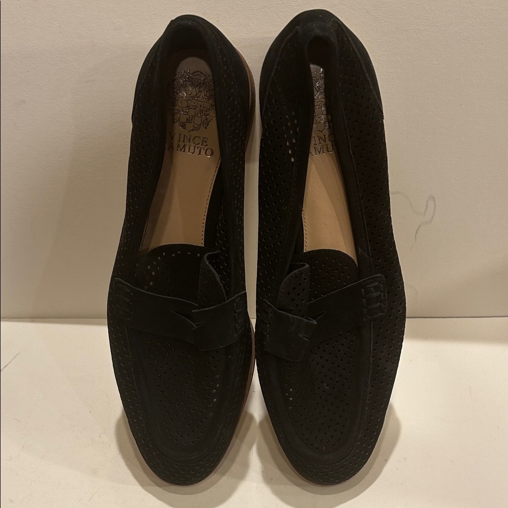 Vince Camuto Perforated Black suede women's Slip-Ons
